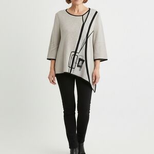 JASKAR Elegant Cream and Black Shrug Sweater, MEDIUM